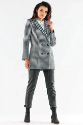 Awama large black buttons double-breasted coat  Adomoo